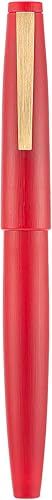 Jinhao 80 - Pluma estilográfica cepillada de fibra roja, punta dorada extrafina iridio con convertidor de tinta, bolígrafo de escritura suave de