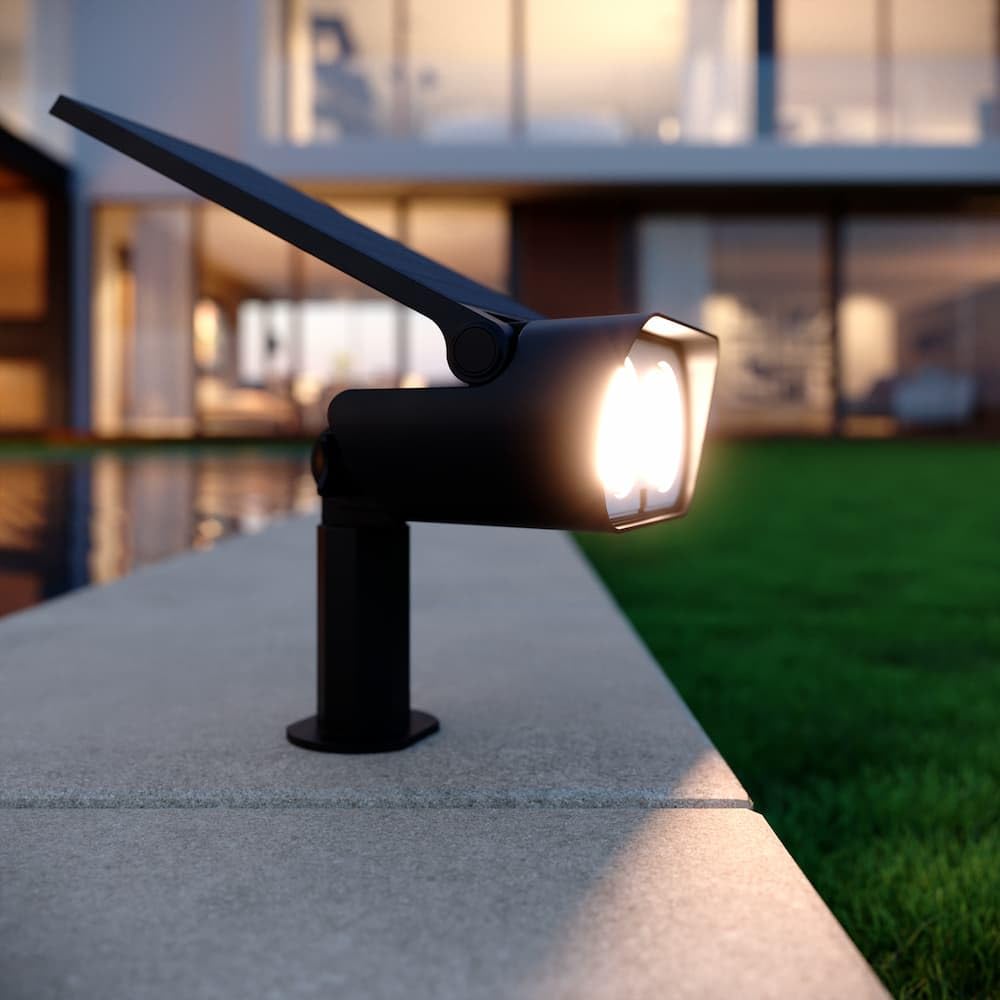 SolarCentre® Seacroft Remote Controlled DualWhite Outdoor Solar Spotlight