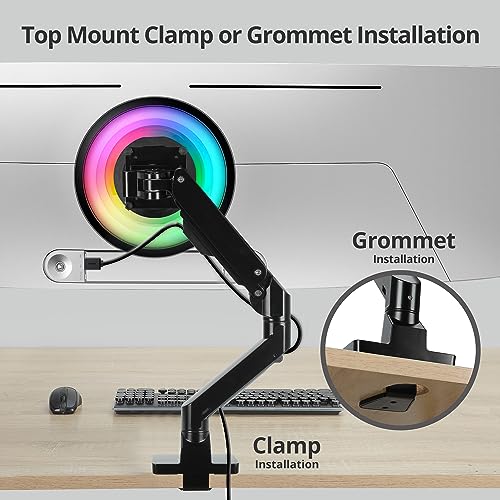 AVLT Single 34”-57” Monitor Arm Desk Mount fits One 44 lbs Heavy Duty Monitor Full Motion Height Swivel Tilt Rotation Adjustable Monitor Black Arm VESA 200x200 200x100 100x100 75x75 - Thumbnail 5