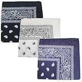 Balec Pack of 3 X-Large Polyester Non Fading Paisley Bandanas 27 x 27 In - Party and