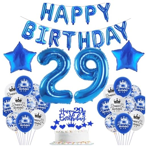 Globo de 29 cumpleaños para hombre, azul, decoración de 29 años, decoración de cumpleaños para hombre, azul, juego de decoración de cumpleaños 29 años, 29 años, juego de decoración para hombre (29)