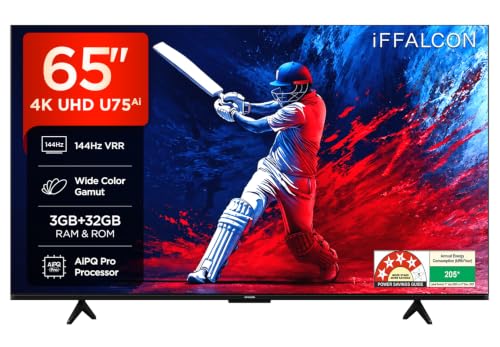Image of iFFALCON 164 cm (65 Inches) 4K UHD Smart LED Google TV | 144Hz VRR | 3GB RAM | Dolby Vision & Atmos | Game Master | 65U75