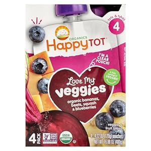 HAPPY TOT Organic Banana Beet Squash Blueberry Pouch 4pk, 16.88 OZ
