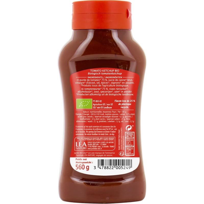 Ketchup Bio 560 G - Sauce tomate biologique de qualité supérieure pour une alimentation saine et équilibrée - Le Lot De 4