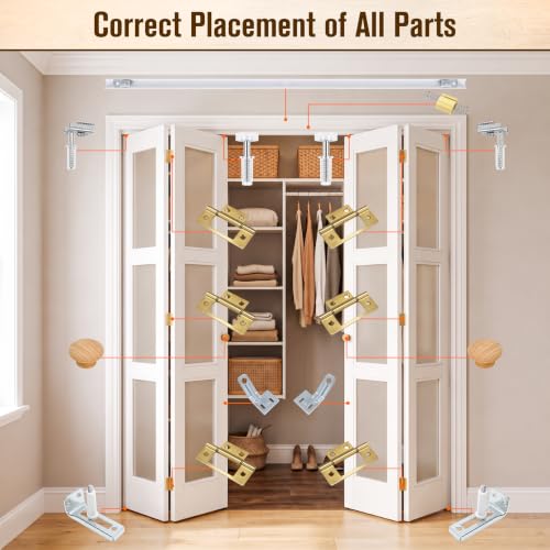 Kits de Herrajes para Puertas Plegables con 2 Rieles de 30 Pulgadas para Clóset | Compatible con Puertas de 60 Pulgadas, Kit de Reparación con Guía de Ensamblaje para Puertas de Clóset miniatura 5