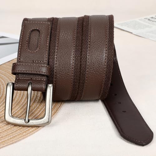 Mens Belt Men’s Casual Everyday Leather Jean Belt Fashion Web Fabric Canvas Belt with Metal Buckle