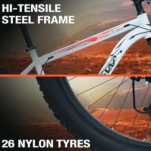 Image of CROW - Atom PRO 21 Speed Gear Cycle | 26 inch T Cycle for Boys 12 to 15 Years | Bicycle for Men Adult | Mountain Bike with Front Suspension & Dual Disc Brakes| Unisex 26 INCH MTB Cycle for Men