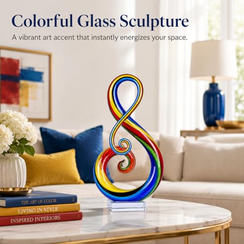 Escultura de Cristal Murano Multicolor Nota Musical miniatura 3