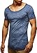 Produktbild Leif Nelson Herren Sommer T-Shirt Rundhals-Ausschnitt Slim Fit Baumwolle-Anteil Moderner Männer T-Shirt Crew Neck Hoodie-Sweatshirt Kurzarm lang LN6353N Verw. Blau Large
