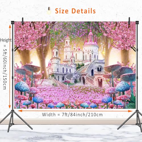 Fondo Fotográfico Castillo Princesa 7x5ft Rosa miniatura 5