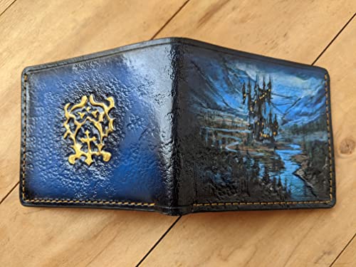 Anime wallet Castlevania, Bran Castle, Men's 3D Genuine Leather Wallet, Handmade wallet, Carved wallet, Tooled wallet, Airbrush Art, Biker wallet, Custom wallet, Personalized wallet2