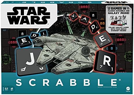 âMattel Games Scrabble Star Wars Edition Family Board Game with Galaxy Cards & Spacecraft Mover Pieces, Glossary, Gift for Teen Adult or Family Game Night Ages 10 Years & Olderâ