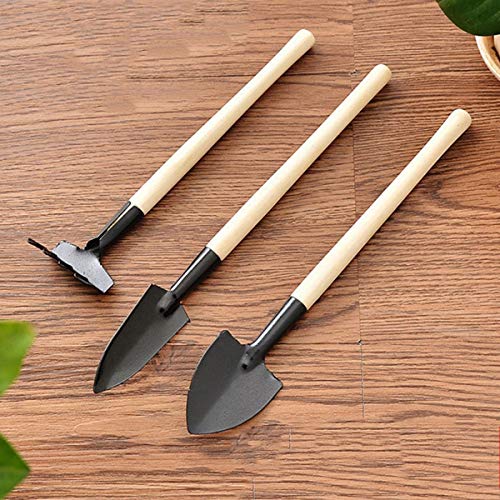 Gugutogo 3pcs/Set ni Gardening Tools Wood Handle Stainless Steel Potted Plants Shovel Rake Spade for Flowers Potted Plant