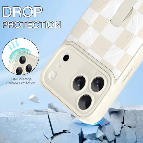Image of ZIYE for iPhone 17 Pro Case Checkered Compatible with Magsafe White & Beige