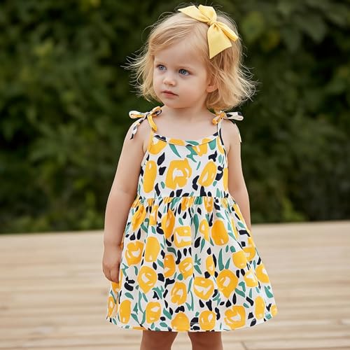 Image of Toddler Little Girls Casual Dresses Short Sleeve Crew Neck Graphic Cartoon Dress for 2-8 Years
