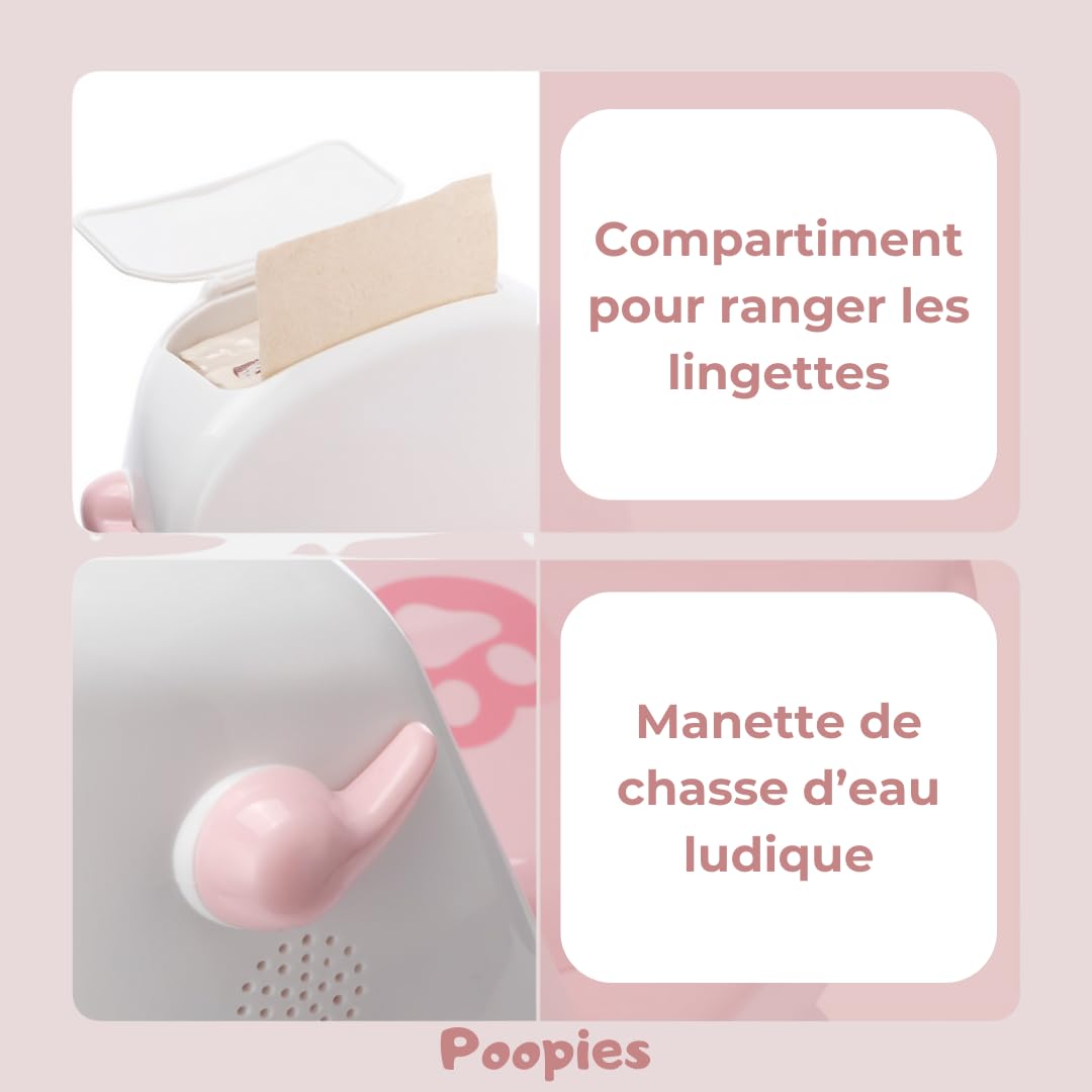 Pot bébé toilette Chat | Vrai bruit de chasse d'eau | Apprentissage proprété | Toilette enfant | Animaux (Rose)