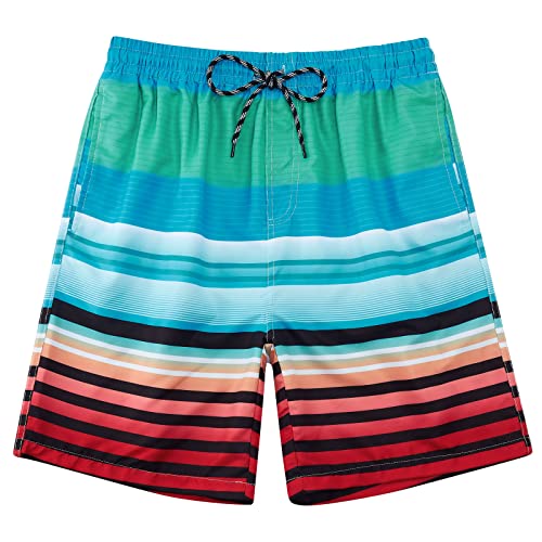 uideazone Kinder Badehose Teenager Badeshorts Sommer Rot Blau Strand Shorts Strandurlaub Shorts mit Taschen Sport 10-12 Jahre Cover