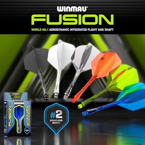 Image of Winmau Fusion No.2 Integrated Flight & Shaft System - Lightweight Replacement Set for Steel & Soft Tip Darts - 90-Degree Wing Design Sizes