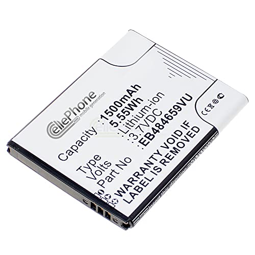 Capacity: 1500 mAh. cellePhone Batteria Li-Ion Compatibile con Samsung Wave 3 (GT-S8600) / Galaxy W (GT-I8150) / Omnia W (GT-I8350) (sostituita EB484659VUCSTD)
