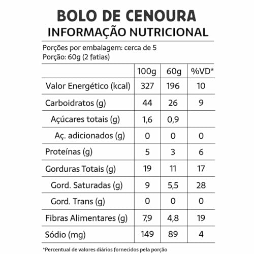 Bolo de Cenoura com Cobertura de Chocolate Sem Glúten Sem Açúcar Sem Leite Belive 290g