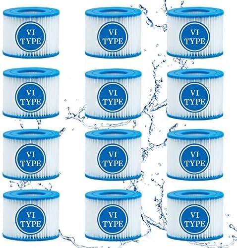 SXEIAV 12 Stück Filter Cartridge VI, Typ VI Spa-Filter | für Bestway Flowclear Pool Filter, für SaluSpa 90352E, Spa Filterkartuschen für Miami, für Vegas, für Monaco