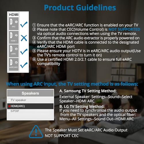 Image of AUTOUTLET HDMI eARC /ARC to Optical Audio Cable, 192kHz /24bit 1.5M /5FT Hdmi eARC to Optical Converter, Integrated Desgin, Plug and Play, Supports PCM 2.0, Dolby Digital 5.1, DTS 5.1 (NOT Support CEC)