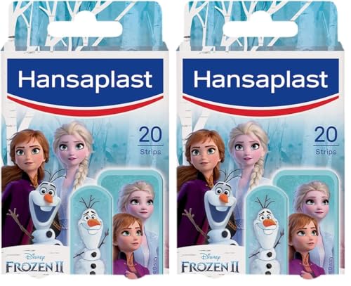 Hansaplast Kids FROZEN 2 Kinderpflaster (20 Strips), Wundpflaster mit Disney-Motiven zum Aufmuntern, schmerzlos zu entfernendes Pflaster Set (Packung mit 2)