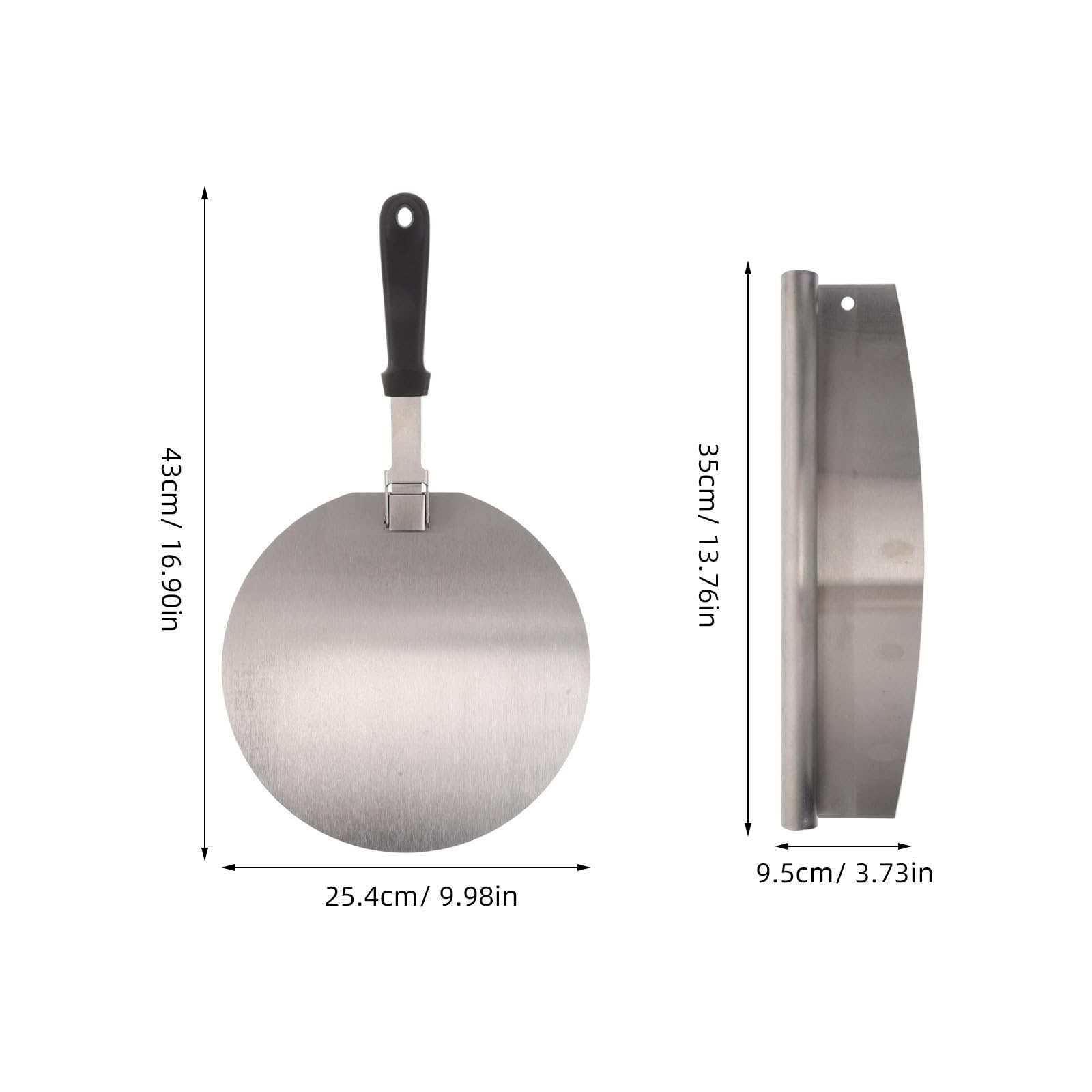 Juego de 2 Espátulas para Pizza de Acero Inoxidable con Mango Plástico | 25 Cm, Forma Redonda, Diseño Ergonómico, Limpieza Rápida y Asa Aislante del Calor