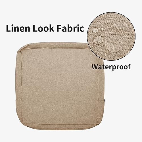Image of Easy-Going Patio Cushion Covers 20x18x4 Inch 4 Pack, Linen Look Outdoor Water Resistant Chair Seat Cushion Slipcover with Zipper for Outdoor Furniture, Covers Only! Beige