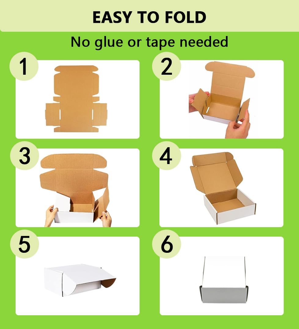 Cajas de envío de 7 x 5 x 1 pulgadas, paquete de 25 unidades, caja de cartón corrugado blanco, cajas de correo para embalaje de pequeñas empresas, regalos, manualidades, joyas, suministros