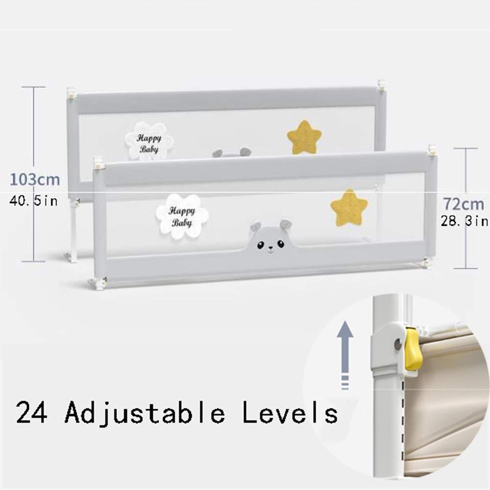 Sponde per Letto, Protezione di Sicurezza per Letto, sponda di Sollevamento Verticale, con Doppia Chiusura, Extra Lunga, per materassi Singoli, matrimoniali, matrimoniali e King Size, 59 po