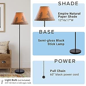 Catalina Lighting 19910 000 Rustic Cabin Lodge Floor Lamp Standing Lamp Living Room Light for Cabin or Home LED Bulb NOT Included 58 Brown Print