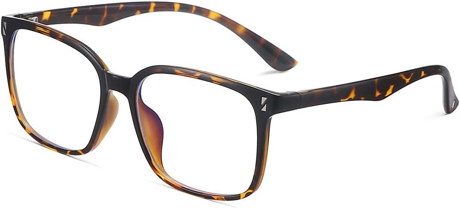 CNLO Blue Light Blocking Glasses,Large Frame Computer Eyewear,Anti Eyestrain UV Clear Lens Eyeglasses,Light Weight Frame Men/Women (Amber)