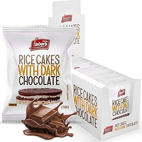 LIEBERS Dark Chocolate Rice Cakes, Snack Pack, Gift Pack, Kosher Dairy Free, Gluten Free Total Of 24 Cakes (Dark Chocolate) Cover