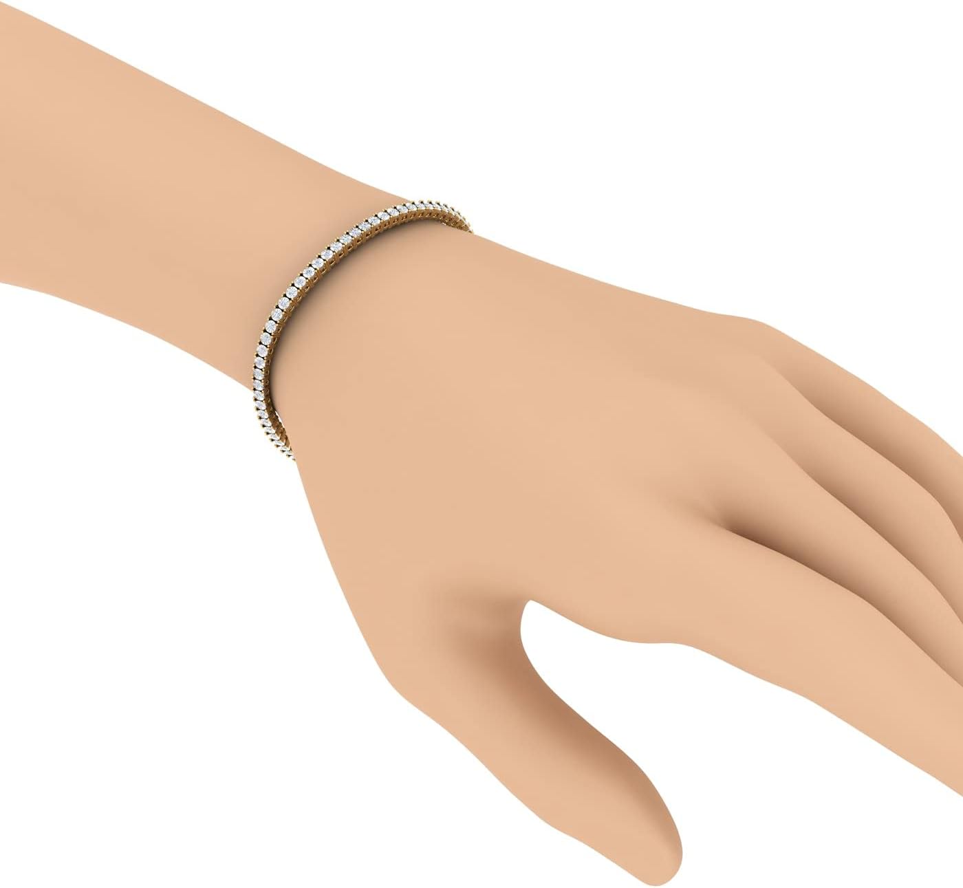 0.85 to 0.95 Carat Natural Diamond Tennis Bracelet for Women in 925 Sterling Silver or in 18K Yellow Gold over Sterling Silver (7 to 8 inch)