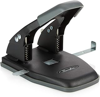 Swingline 2 Hole Punch, Comfort Handle Two Hole Puncher, 28 Sheet Punch Capacity, 50% Reduced Effort, Includes Alignment Guide, Black (74050)