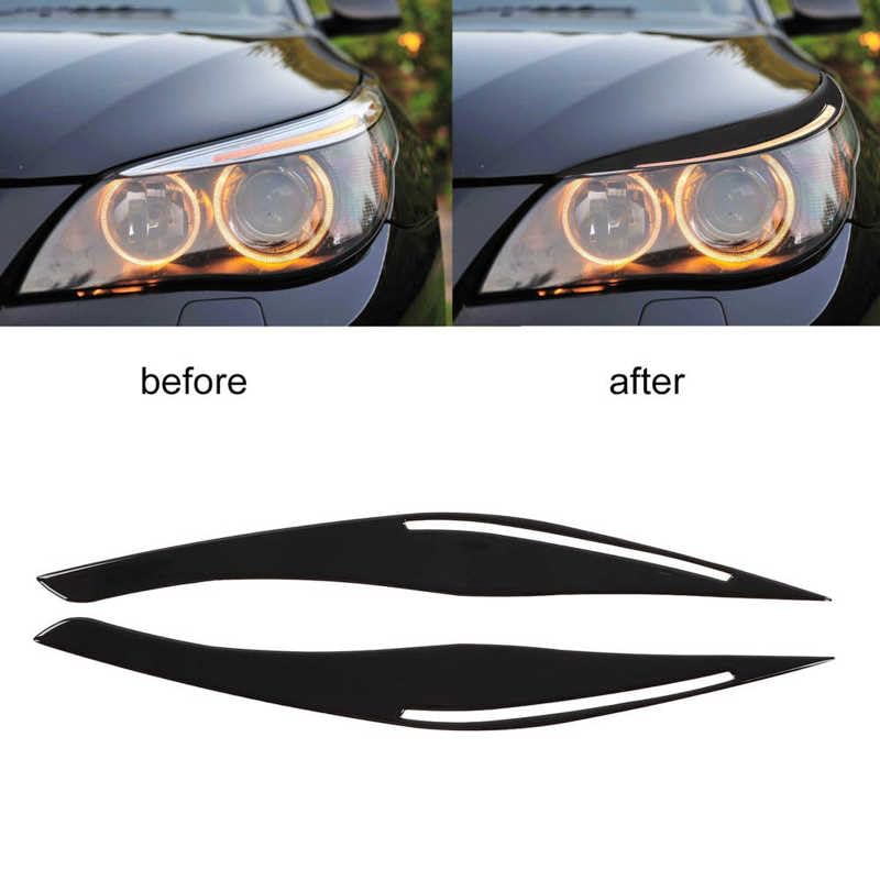 Phares à sourcils E90 2009-2012 autocollants noirs de piano brillants