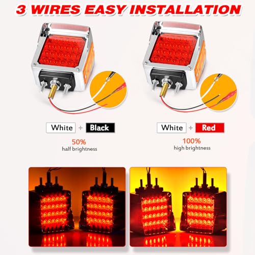 Amber Red Semi Truck Trailer Fender LED Turn Signal Lights Upgraded 60LEDs by Aukmak - Used condition - Image 4