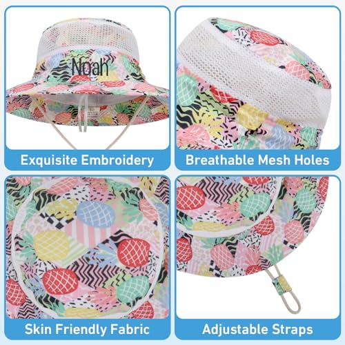 Personalized Toddler Baby Sun Hat, Custom Embroidered Name Boys Girls Bucket Hat, Infant Beach Hat Kids Summer Hat Age 0-84