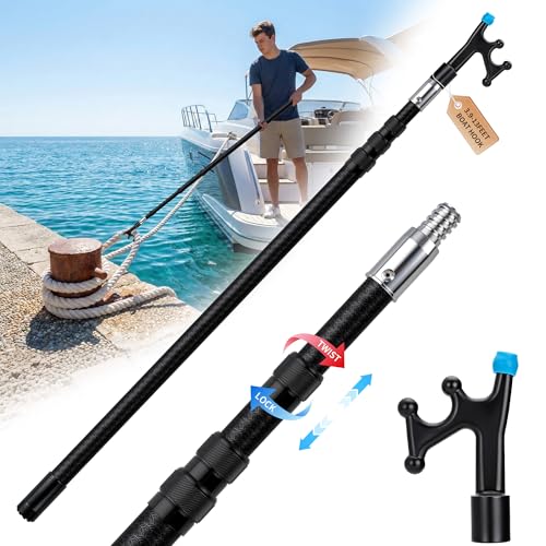 Tdrynl 13 Ft Fiberglass Telescoping Boat Hook for Docking Insulated Floating Push Pole with Non-Slip Rubber Tip Scratch-Resistant & Sturdy Lightweight 3/4 Thread Screw End