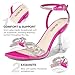 ZURIN Women's Rhinestone Bow Heels Square Toe Clear Heeled Sandals Slingback High Heels Dress Party Evening Prom Crystal Shoes