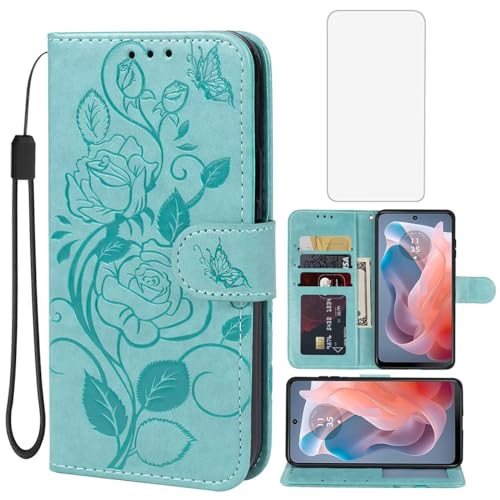 Vavies Case for Moto G Play 2024 4G Case, Moto G Play Gen 3 Wallet Case with Tempered Glass Screen Protector, Leather Flip Credit Card Holder Stand Phone Cover for Motorola Moto G Play 2024 4G Green