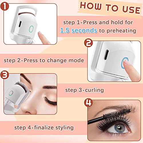 Heated Eyelash Curlers, Eyelash Curlers, Sensing Heating Silicone Pad, 2 Modes Heated Quickly, Easy To Curl, Natural And Lasting Eyelashes, Eyelash Makeup Tools #TOP2