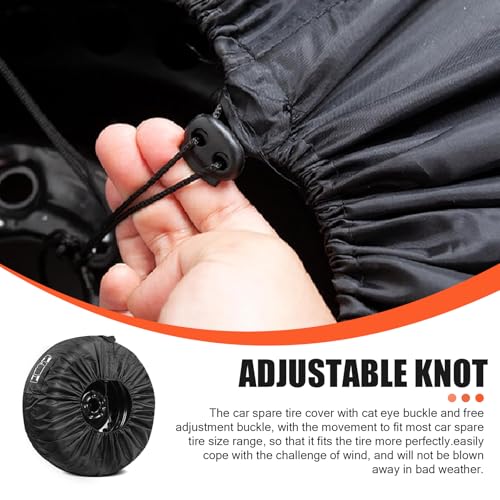Image of Spare Tire Cover, Tire Sun-Proof and Anti-Aging Protection Cover for 13 inch-18 inch Wheel, 26 inch Fully Wrapped Portable Storage Bag with Tool Bag and Handles, for Most Cars Trucks (Black)