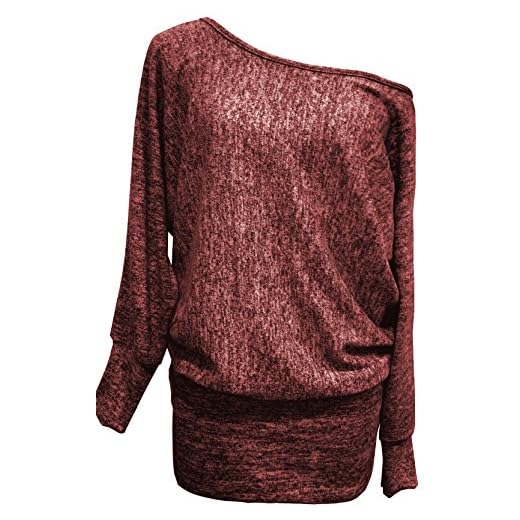 Emma & Giovanni - Top - Tshirt - Mujer (XL/XXL, Burdeos)