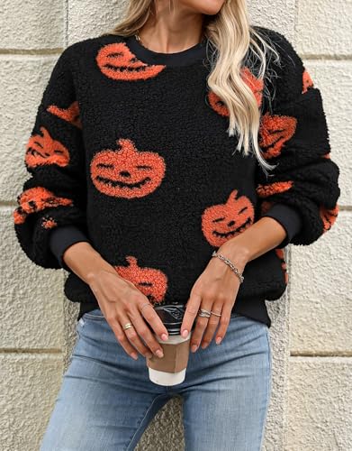 Womens Plush Sweatshirts Crew Neck Long Sleeve Loose Hoodies Pullover Fall Winter Outfits