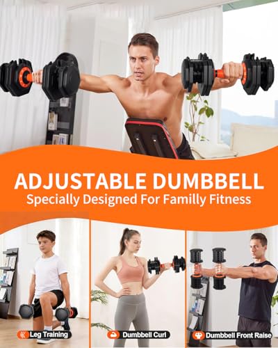Image of Adjustable Dumbbell Set, 10-in-1 25LB /50LB /90LB Ajustable Dumbbells with Safe Locking System, Enclosed Storage Tray, 1 Sec Fast Adjustment, Comfortable Non-Slip Textured Grip, Suitable for Home Gym Workouts Men and Women