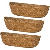 Mxespoir 3Pcs 30” Coco Liners for Planters, Pre-Formed Trough Coconut Fiber Liner Replacement for Window Box, Fence Flower Baskets, Garden Flower Pot (30 inch 3PCS)