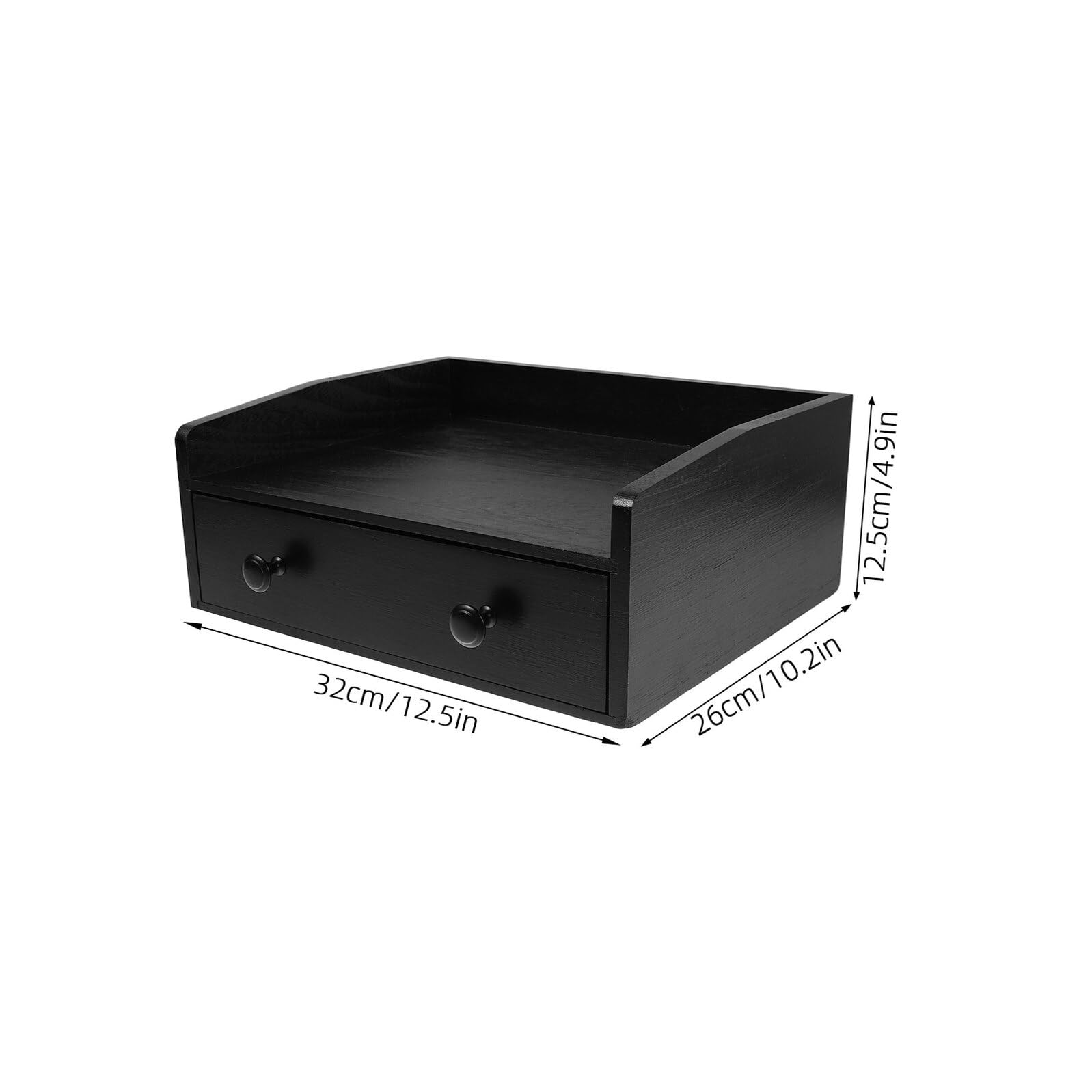 Cajón Organizador Multiusos para Escritorio y Bolsitas de Té, Caja de Madera Negra con Diseño Compacto, Almacenamiento de Café y Especias para Cocina y Oficina, Gran Capacidad
