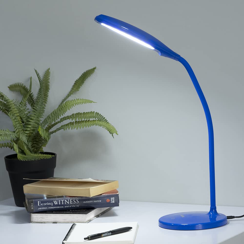 Wakefit Study Lamp | LED 7W Desk/Book Lamp with 5 Colour Modes | Wireless Charging with 3 Brightness Levels | Touch Control | Flexible Design | 1 Year Warranty (ABS, Blue)